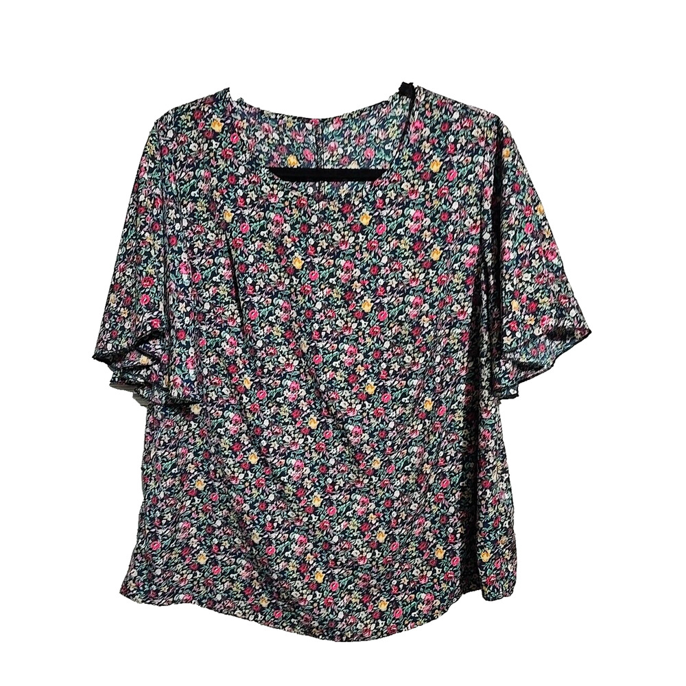 SHEIN‎ Curve Pink Ditsy Floral Print Short Sleeve Casual Top Womans Size 0XL
